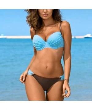 Sets Bikinis for Womens Padded Push-up Bra Bikini Set Swimwear Swimsuit Bathing Suit Beachwear - B Light Blue - CS18SQGIC8Q