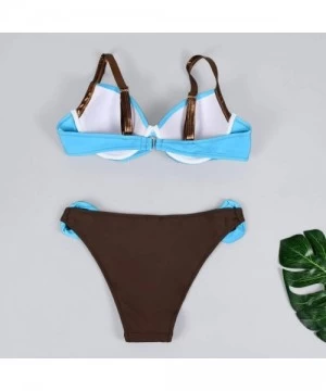 Sets Bikinis for Womens Padded Push-up Bra Bikini Set Swimwear Swimsuit Bathing Suit Beachwear - B Light Blue - CS18SQGIC8Q