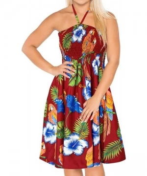 Cover-Ups Women's Plus Size Maternity Tube Dress Beach Casual Sundress Printed B - Maroon_b670 - C81886SDDXD