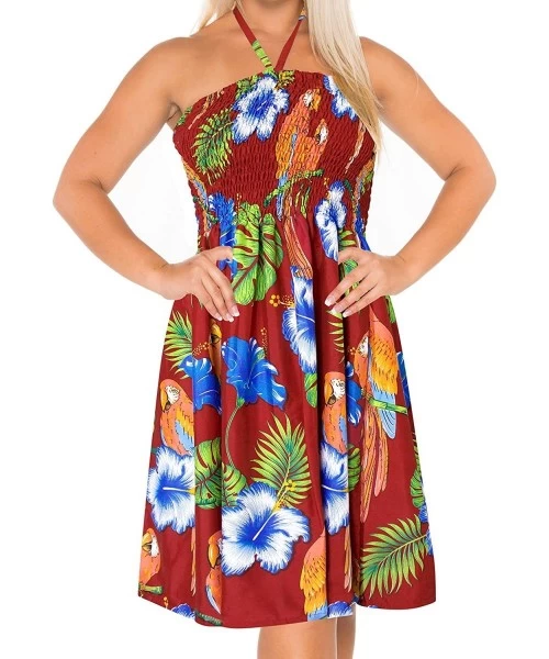 Cover-Ups Women's Plus Size Maternity Tube Dress Beach Casual Sundress Printed B - Maroon_b670 - C81886SDDXD