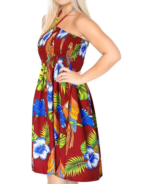 Cover-Ups Women's Plus Size Maternity Tube Dress Beach Casual Sundress Printed B - Maroon_b670 - C81886SDDXD