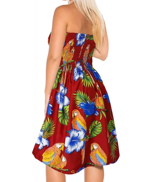 Cover-Ups Women's Plus Size Maternity Tube Dress Beach Casual Sundress Printed B - Maroon_b670 - C81886SDDXD