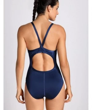 Racing Women's Unpadded Sleek Solid Elite Training Sport Athletic One Piece Swimsuit - Navy - CZ12LOLIZT3