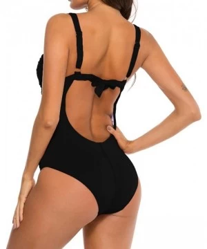 One-Pieces Adjustable Halter Bathing Suit Front Cross One Piece Swimsuits Tummy Control Swimwear Monokini Black - CZ192UWMG4K