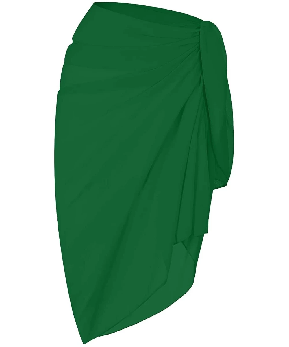 Cover-Ups Women's Beach Cover Up Sarong Dress Pareo Wrap Chiffon - Solid-grass Green - CM194A2MW67