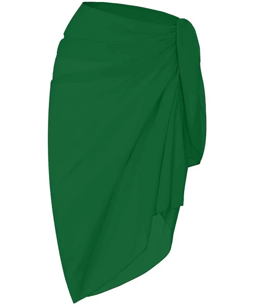 Cover-Ups Women's Beach Cover Up Sarong Dress Pareo Wrap Chiffon - Solid-grass Green - CM194A2MW67