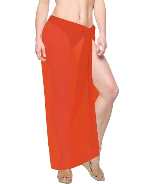 Cover-Ups Women's Beach Cover Up Bikini Sarong Swimsuit Wrap Skirts Full Long B - Pumpkin Orange_g172 - C812O1WB8RV