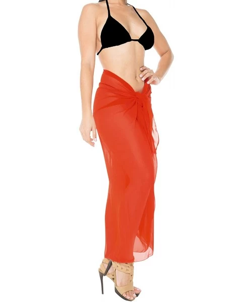 Cover-Ups Women's Beach Cover Up Bikini Sarong Swimsuit Wrap Skirts Full Long B - Pumpkin Orange_g172 - C812O1WB8RV