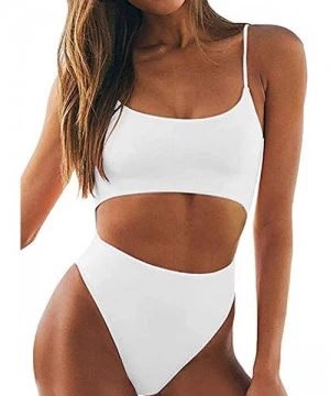 One-Pieces Womens One Piece Swimsuits Tummy Control Cut Out Bathing Suit High Waisted High Cut Swimwear - White Monokini - CH...