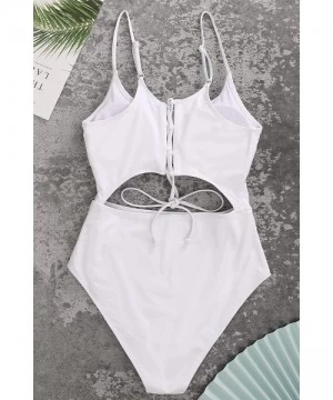 One-Pieces Womens One Piece Swimsuits Tummy Control Cut Out Bathing Suit High Waisted High Cut Swimwear - White Monokini - CH...