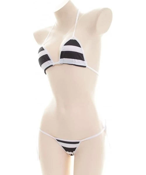 Sets Women's Two Piece Japanese Anime Triangle Bikini with Tie Side Bottom Sexy Lingerie Set - 5 - CB18ZTGYG3U