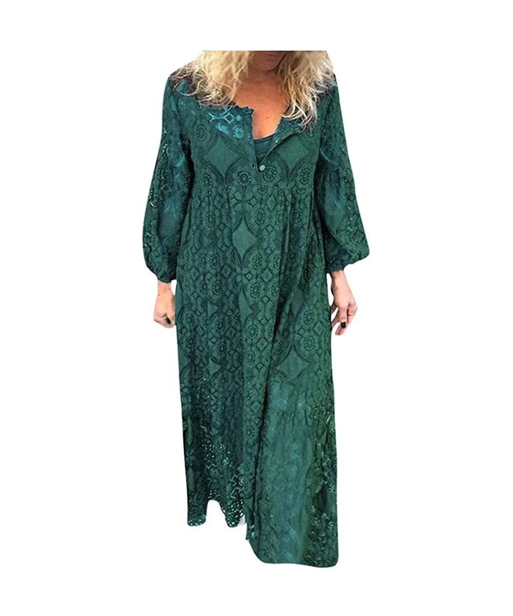 Cover-Ups Womens Plus Size Maxi Dresses Tie-Dye Gradient V-Neck Long Sleeve Ankle Length Casual Dress Hipple Soul Print Sundr...