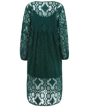 Cover-Ups Womens Plus Size Maxi Dresses Tie-Dye Gradient V-Neck Long Sleeve Ankle Length Casual Dress Hipple Soul Print Sundr...