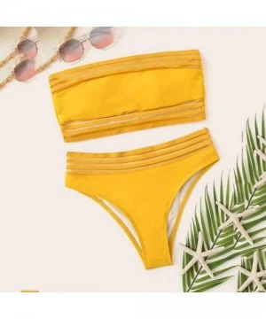 Sets Womens Padded Push-up Bra Bikini Set Swimsuit Bathing Suit Swimwear Beachwear - Yellow - CA196SZMX8O