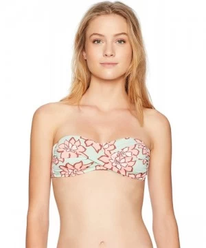 Tops Women's Bandeau Hipster Bikini Swimsuit Top - Sage//Desert Petals - CV18C5Z89UM