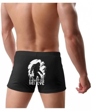 Briefs Iron Worker Skull Men's Quick Dry Swimsuit Boxer Trunks Square Cut Bathing Suits - Bigfoot I Want to Believe - C2196OW...