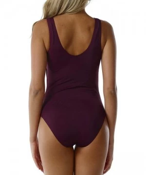 One-Pieces Women Basic One Piece Swimsuit Twist Tummy Control Bathing Suit Low Back Monokini - Burgundy - C61947GITU7