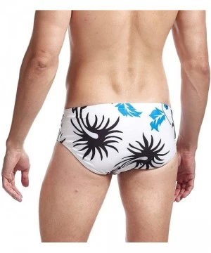 Briefs Mens Swim Briefs Swimwear Bikinis Beach Surf Bathing Suits with Drawstring Swimsuit - Print White - CN196NGD7X4