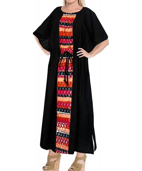 Cover-Ups Women's Long Caftan Swimsuit Cover Ups Night Casual Dress Drawstring A - Black_b377 - CP18R8RX7X8