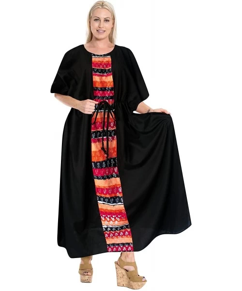 Cover-Ups Women's Long Caftan Swimsuit Cover Ups Night Casual Dress Drawstring A - Black_b377 - CP18R8RX7X8