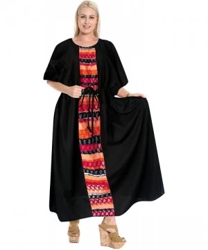 Cover-Ups Women's Long Caftan Swimsuit Cover Ups Night Casual Dress Drawstring A - Black_b377 - CP18R8RX7X8