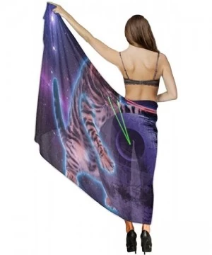 Cover-Ups Women Fashion Shawl Wrap Summer Vacation Beach Towels Swimsuit Cover Up - Space Laser Cat Purple - CD190TSLY7E