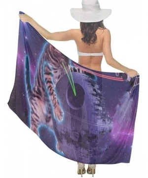 Cover-Ups Women Fashion Shawl Wrap Summer Vacation Beach Towels Swimsuit Cover Up - Space Laser Cat Purple - CD190TSLY7E