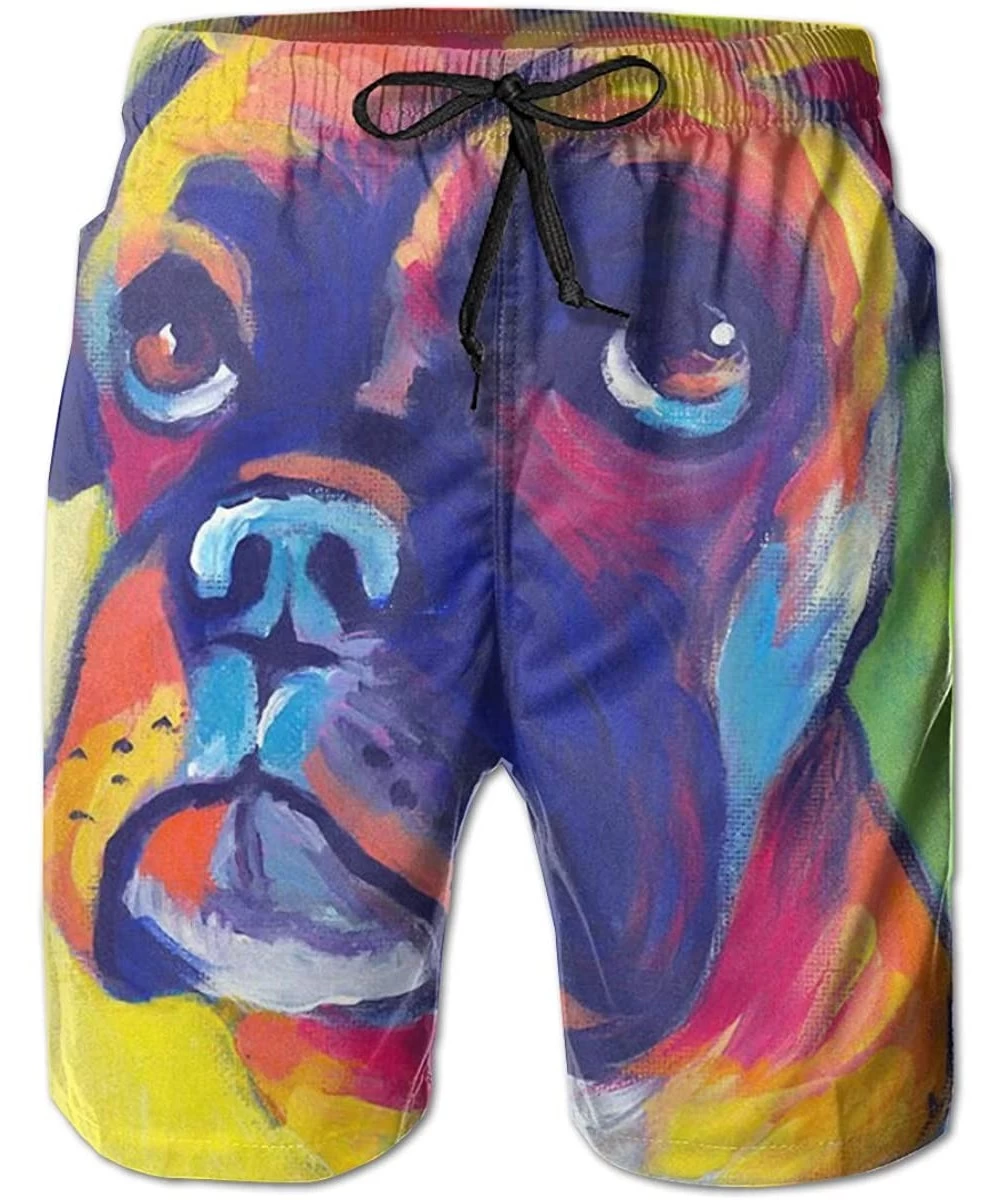 Board Shorts Men Cool Surfing Beach Board Shorts Swim Trunks - Animals Wolf - Animal Boxer Dog - CQ18WW2GCY7