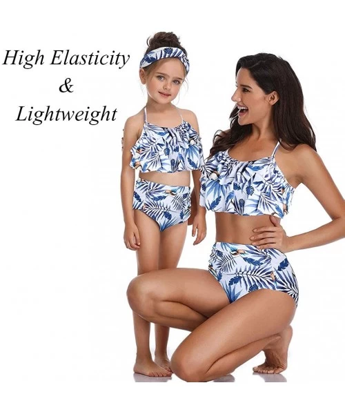 Sets 2Pcs Mommy and Me Matching Family Swimsuit Ruffle Women Swimwear Kids Children Toddler Bikini Bathing Suit Beachwear Set...