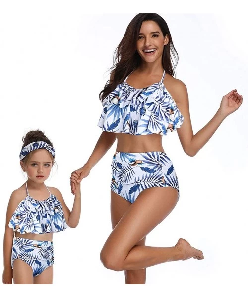 Sets 2Pcs Mommy and Me Matching Family Swimsuit Ruffle Women Swimwear Kids Children Toddler Bikini Bathing Suit Beachwear Set...