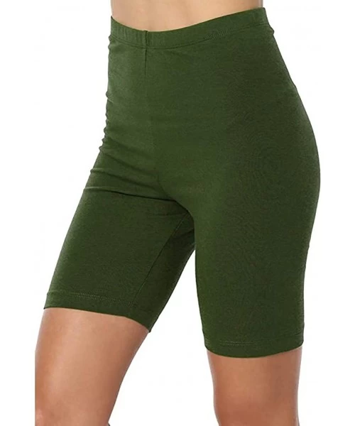 Racing High Waist Workout Yoga Running Compression Shorts Tummy Control Stretch Boyshorts for Yoga Workouts - Army Green - CJ...