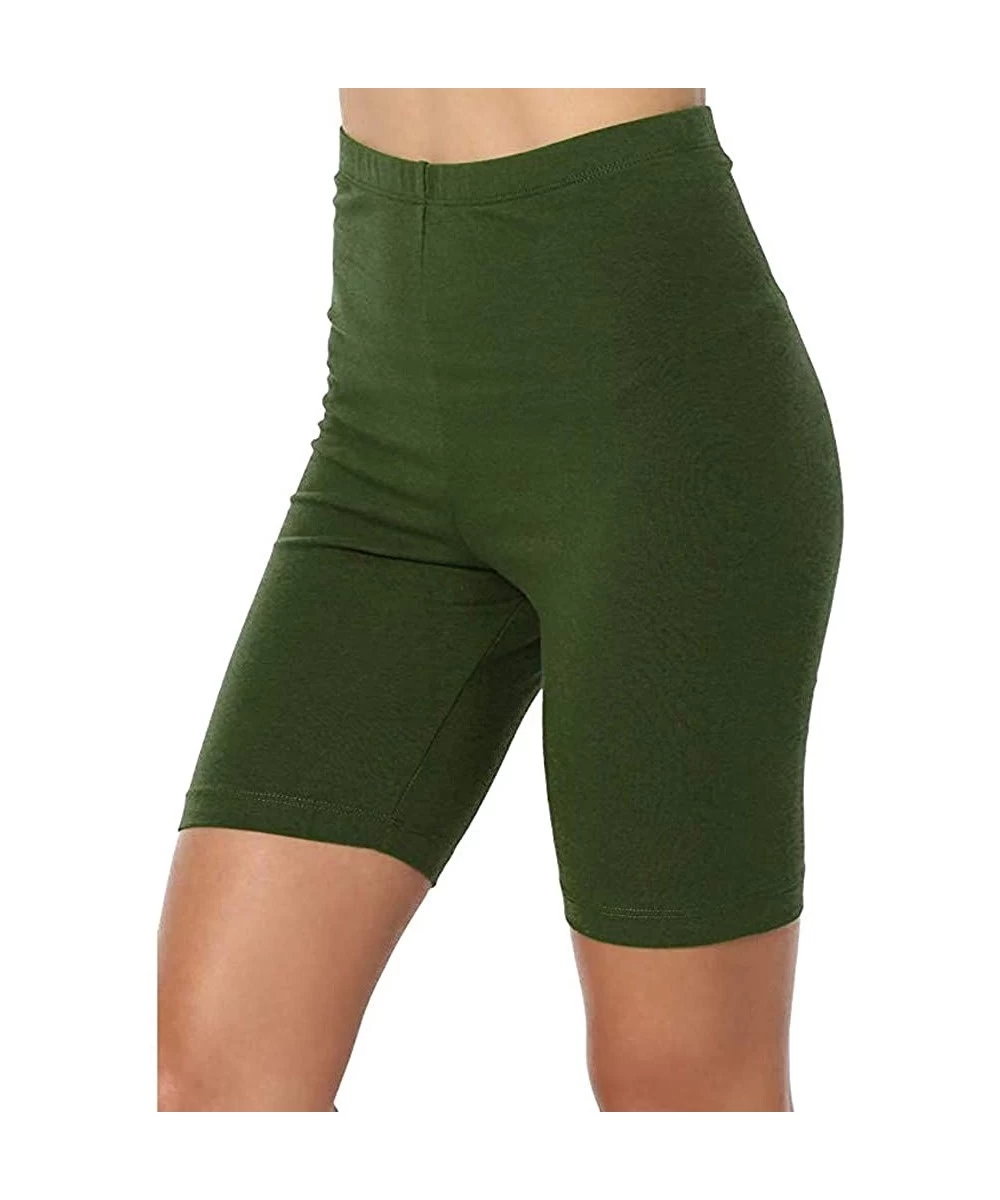 Racing High Waist Workout Yoga Running Compression Shorts Tummy Control Stretch Boyshorts for Yoga Workouts - Army Green - CJ...