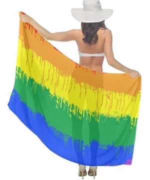 Cover-Ups Women Summer Chiffon Sarongs Beach Swimsuit Bikini Cover Up Shawl Wrap - Lgbt Gay Lesbian Flag - CT196SL9O6I