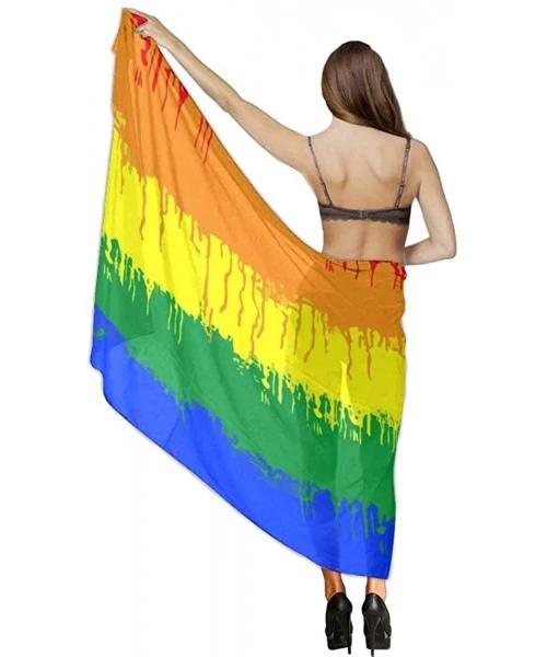 Cover-Ups Women Summer Chiffon Sarongs Beach Swimsuit Bikini Cover Up Shawl Wrap - Lgbt Gay Lesbian Flag - CT196SL9O6I