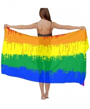 Cover-Ups Women Summer Chiffon Sarongs Beach Swimsuit Bikini Cover Up Shawl Wrap - Lgbt Gay Lesbian Flag - CT196SL9O6I