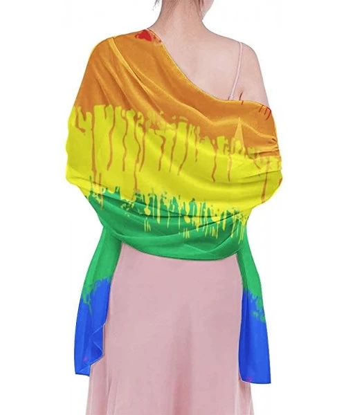 Cover-Ups Women Summer Chiffon Sarongs Beach Swimsuit Bikini Cover Up Shawl Wrap - Lgbt Gay Lesbian Flag - CT196SL9O6I