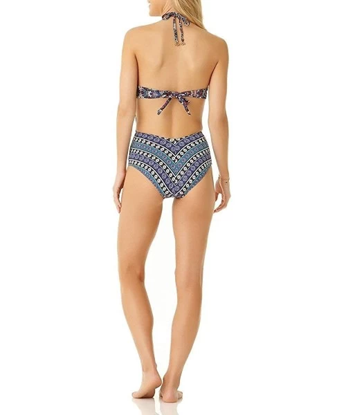 One-Pieces Women's High Neck One Piece Swim - Medallion Wrap Multi Stripe - C918KH5DWOE