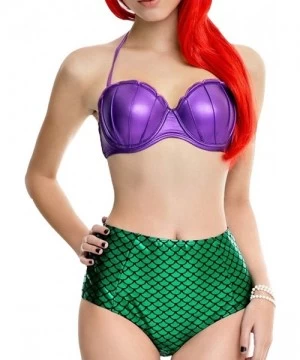 Sets Women's Glitter Mermaid Bikini High Waist Swimsuit Sexy Bikini - Purple1 - C412D6DK68Z