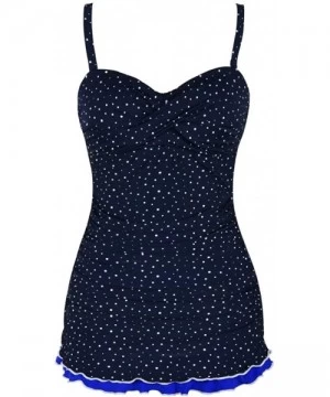 One-Pieces Women's One Piece Swimsuits Tummy Control Swimwear Ruffle Swimdress with Built in Swim Brief - Irregular Dot Navy ...