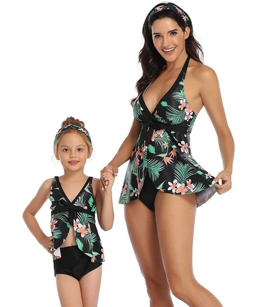 Sets Mother and Daughter Swimwear Family Matching Swimsuit Girls Swimwear - 01-green - C9196EKHICR