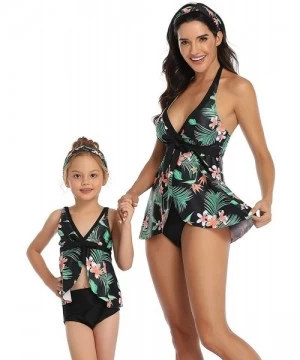 Sets Mother and Daughter Swimwear Family Matching Swimsuit Girls Swimwear - 01-green - C9196EKHICR