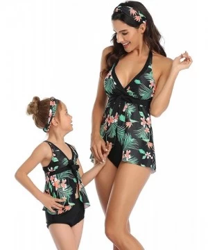 Sets Mother and Daughter Swimwear Family Matching Swimsuit Girls Swimwear - 01-green - C9196EKHICR