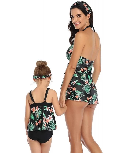 Sets Mother and Daughter Swimwear Family Matching Swimsuit Girls Swimwear - 01-green - C9196EKHICR