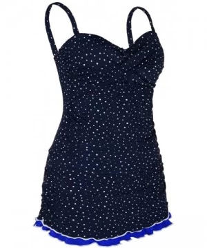 One-Pieces Women's One Piece Swimsuits Tummy Control Swimwear Ruffle Swimdress with Built in Swim Brief - Irregular Dot Navy ...