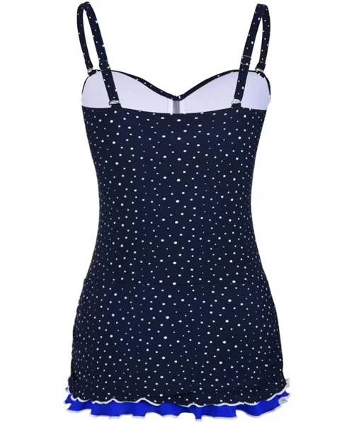 One-Pieces Women's One Piece Swimsuits Tummy Control Swimwear Ruffle Swimdress with Built in Swim Brief - Irregular Dot Navy ...