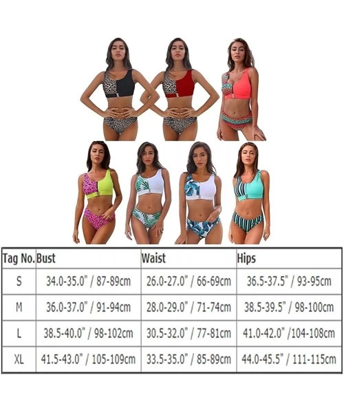 Sets Women's Leopard Buckle Front Top with High Waist Bikini Set Two Pieces Swimwear Cheeky Bathing Suit Padded Swimsuit - Fl...