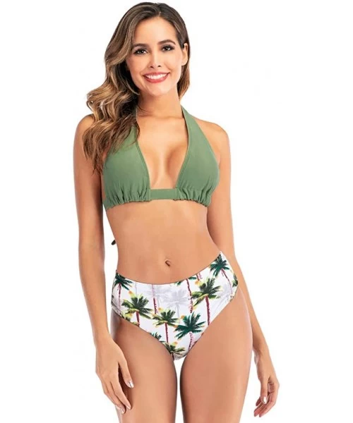 Sets Women's Bikini Swimsuit Bikini Set Beach Bathing Suit Swimwear High Waisted Adjustable Bikini Set Swimsuit Army Green 1 ...