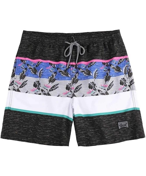 Rash Guards 2-Pcs Pack Men's Design Rash Guard Tropical Graphic Work Out Elastic Beachshorts - CH1900MSAYA