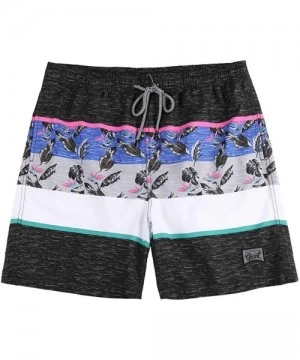 Rash Guards 2-Pcs Pack Men's Design Rash Guard Tropical Graphic Work Out Elastic Beachshorts - CH1900MSAYA