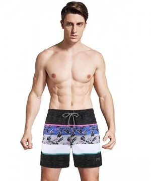 Rash Guards 2-Pcs Pack Men's Design Rash Guard Tropical Graphic Work Out Elastic Beachshorts - CH1900MSAYA